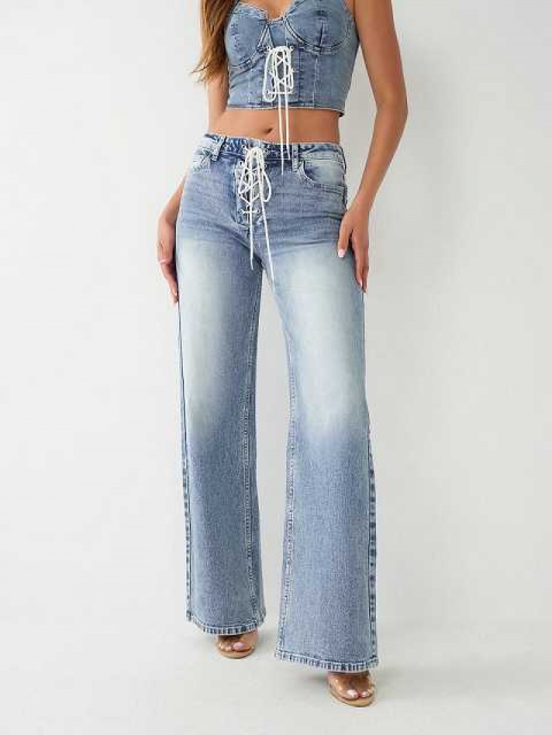 Jeans True Religion Leila High Rise Encaje Up Mujer Azules | Colombia-AHBIWMD76