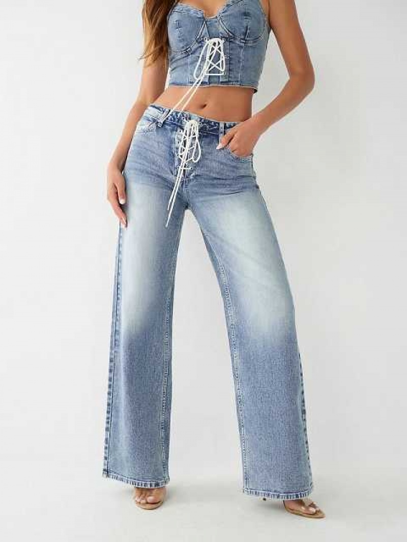 Jeans True Religion Leila High Rise Encaje Up Mujer Azules | Colombia-AHBIWMD76