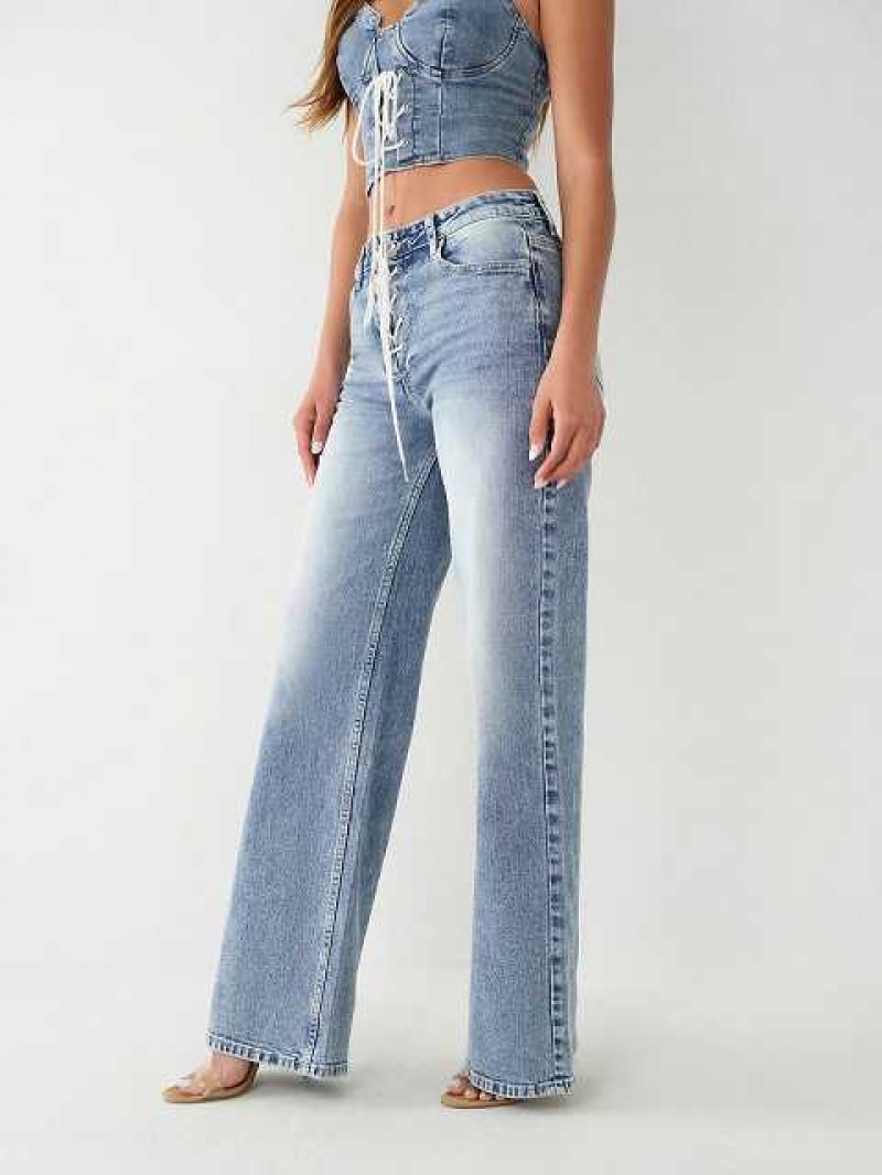 Jeans True Religion Leila High Rise Encaje Up Mujer Azules | Colombia-AHBIWMD76