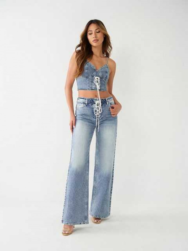 Jeans True Religion Leila High Rise Encaje Up Mujer Azules | Colombia-AHBIWMD76