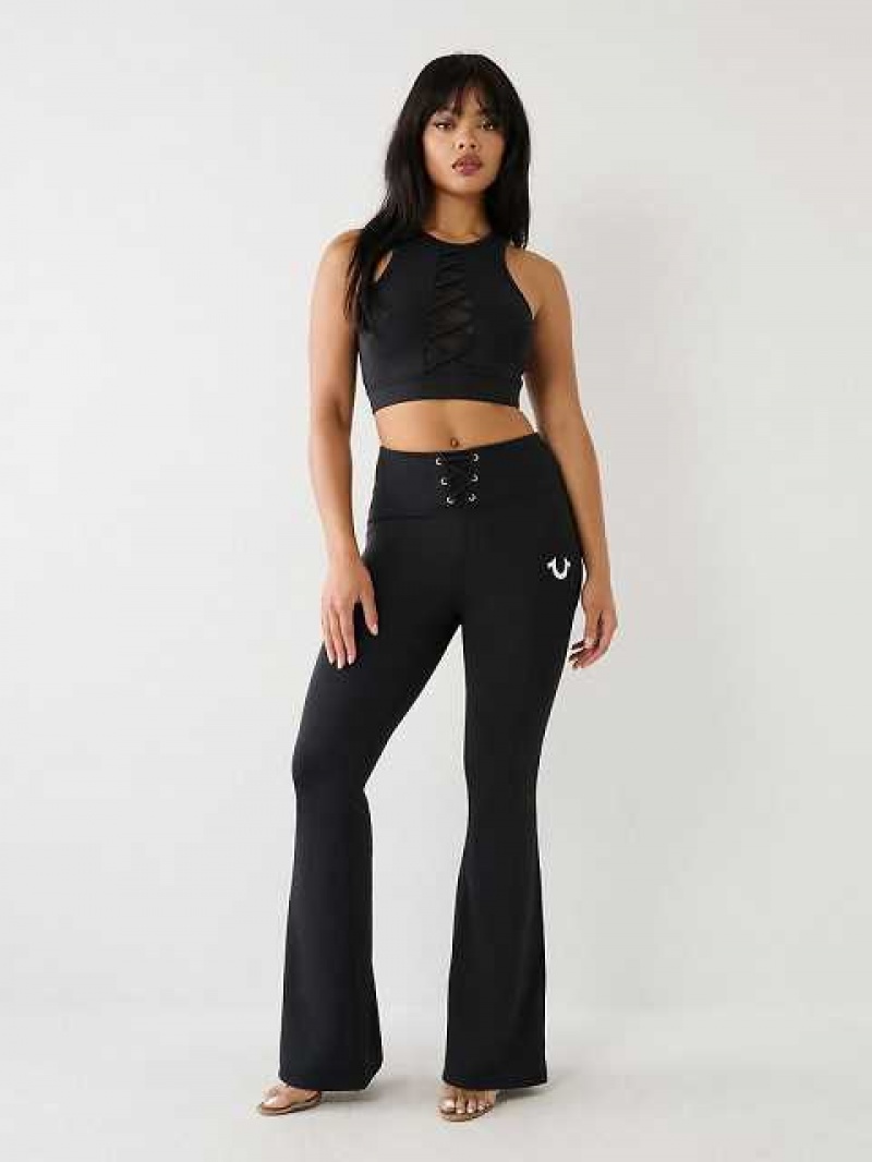 Leggins True Religion High Rise Encaje Up Flare Mujer Negras | Colombia-CXURGHQ63