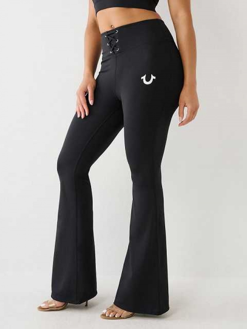 Leggins True Religion High Rise Encaje Up Flare Mujer Negras | Colombia-CXURGHQ63