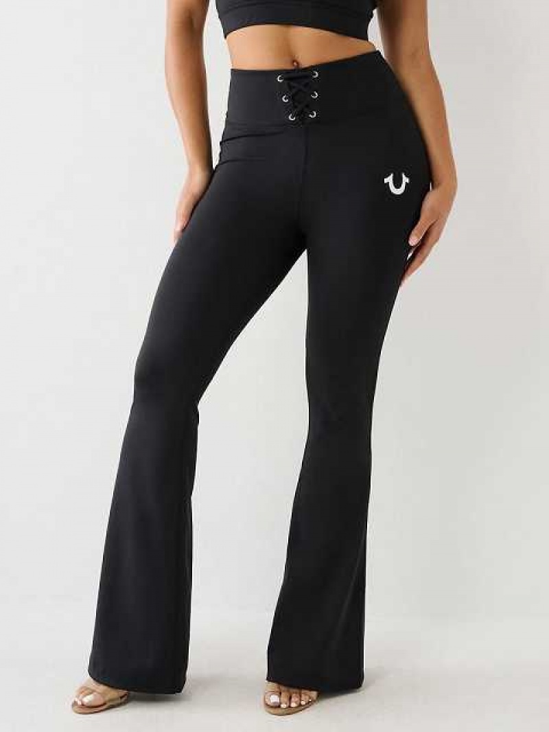 Leggins True Religion High Rise Encaje Up Flare Mujer Negras | Colombia-CXURGHQ63