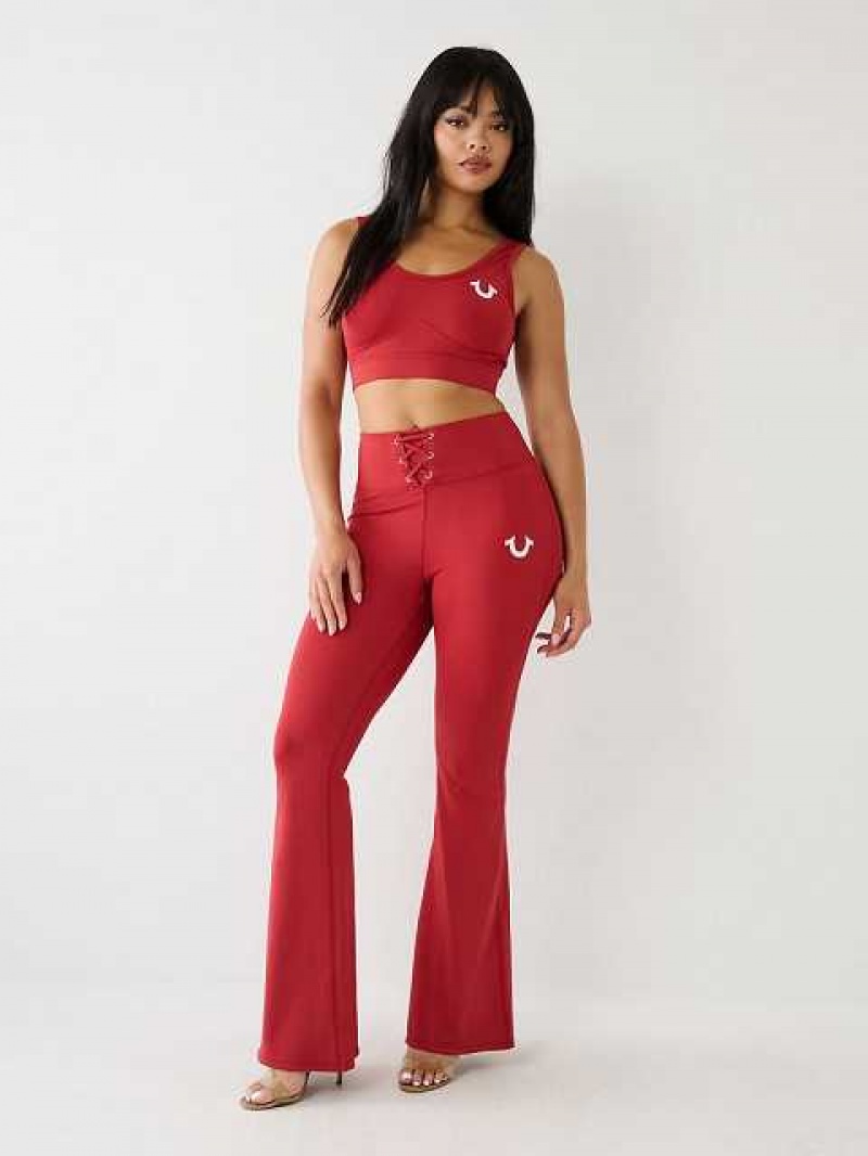 Leggins True Religion High Rise Encaje Up Flare Mujer Rojas | Colombia-KUHAZDV36