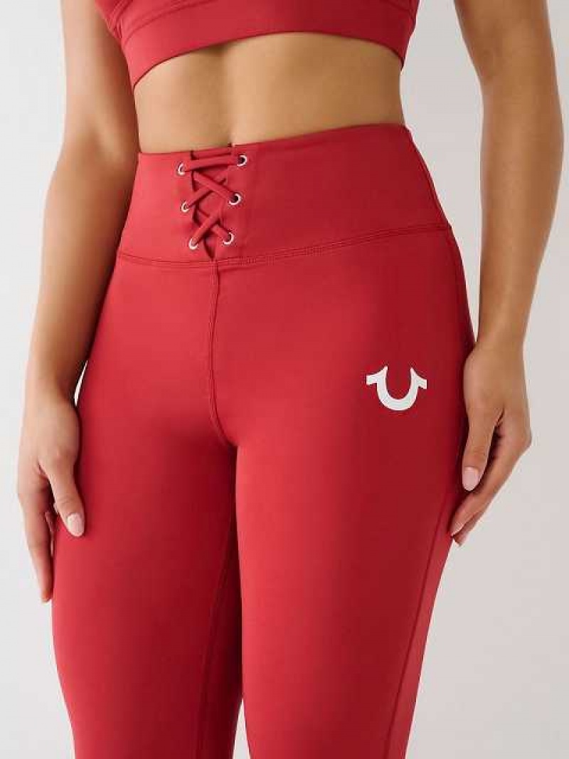 Leggins True Religion High Rise Encaje Up Flare Mujer Rojas | Colombia-KUHAZDV36