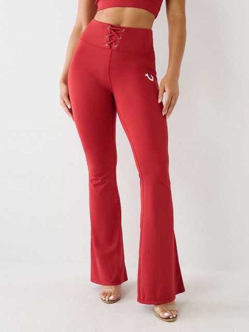 Leggins True Religion High Rise Encaje Up Flare Mujer Rojas | Colombia-KUHAZDV36