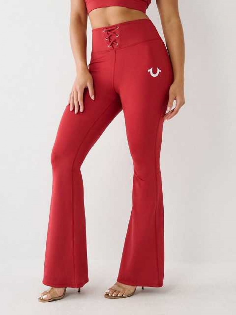 Leggins True Religion High Rise Encaje Up Flare Mujer Rojas | Colombia-KUHAZDV36