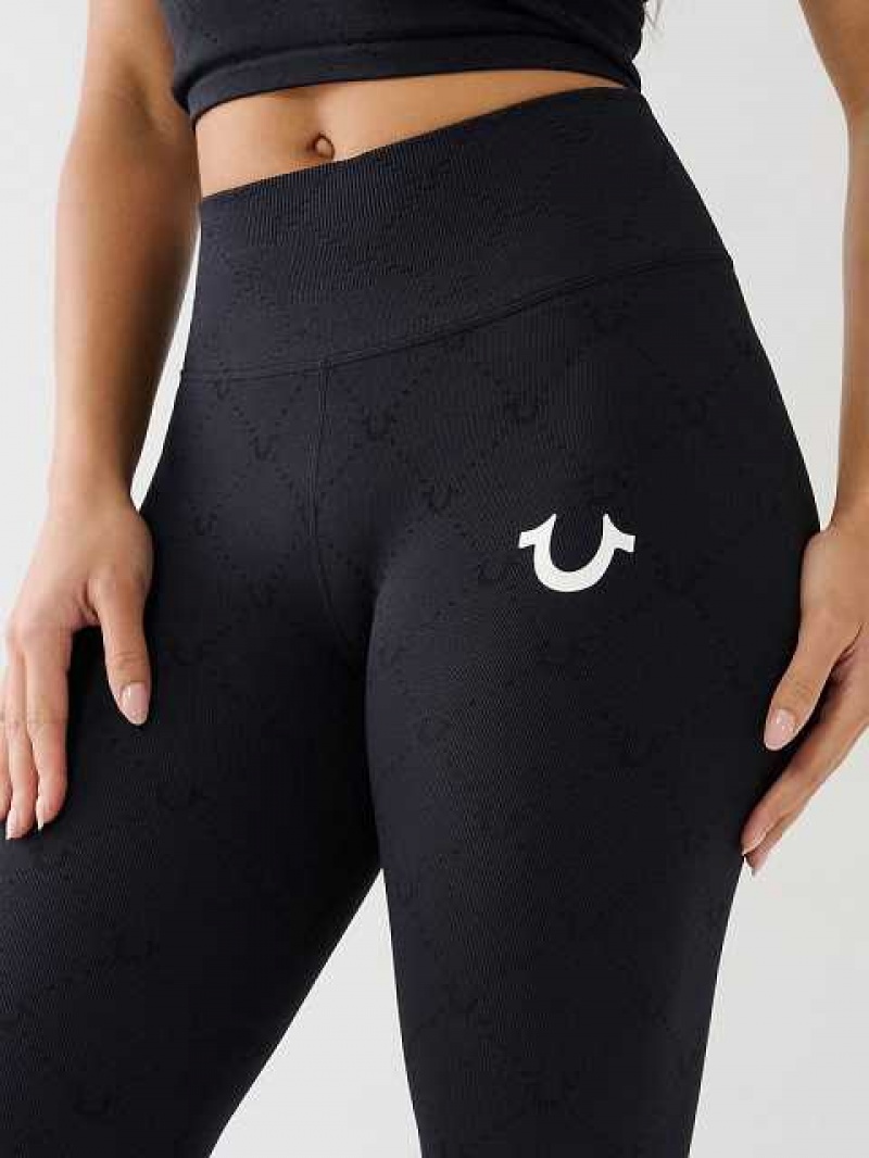 Leggins True Religion Horseshoe Jacquard Mujer Negras | Colombia-RKWTFUV51