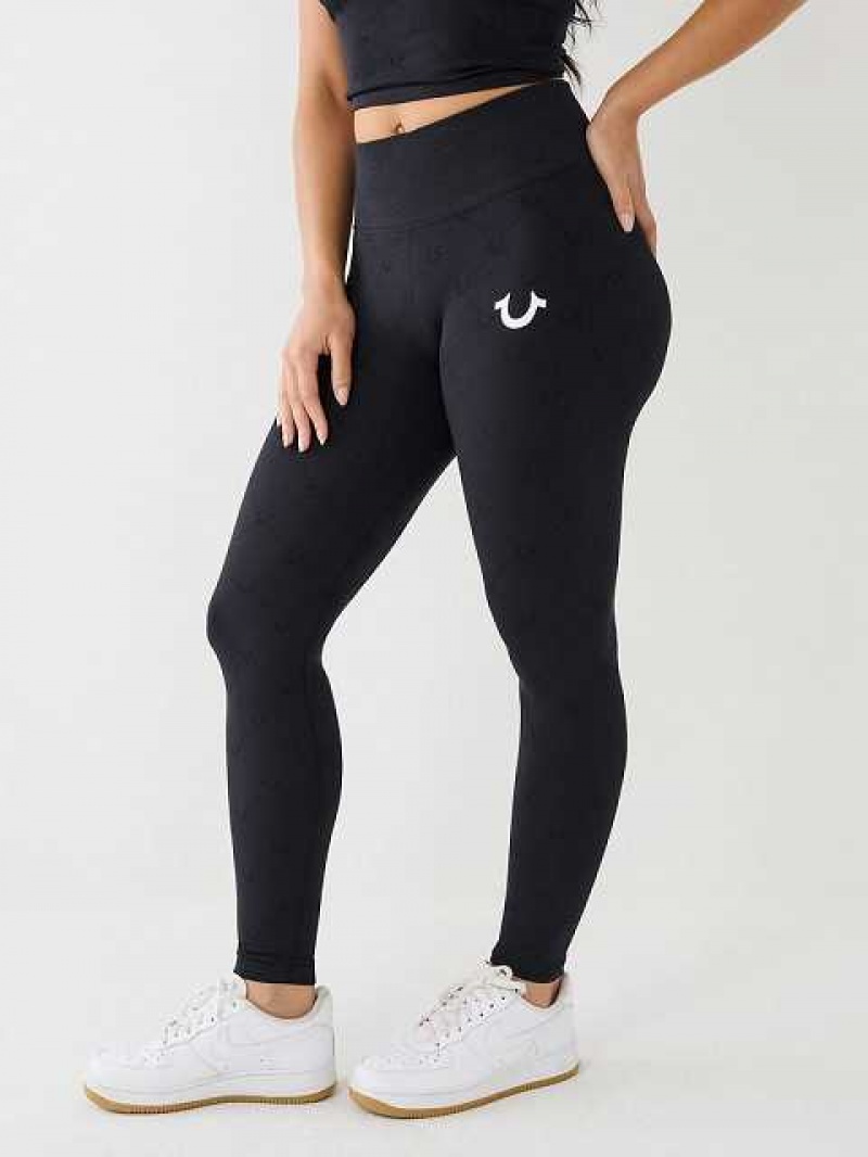 Leggins True Religion Horseshoe Jacquard Mujer Negras | Colombia-RKWTFUV51