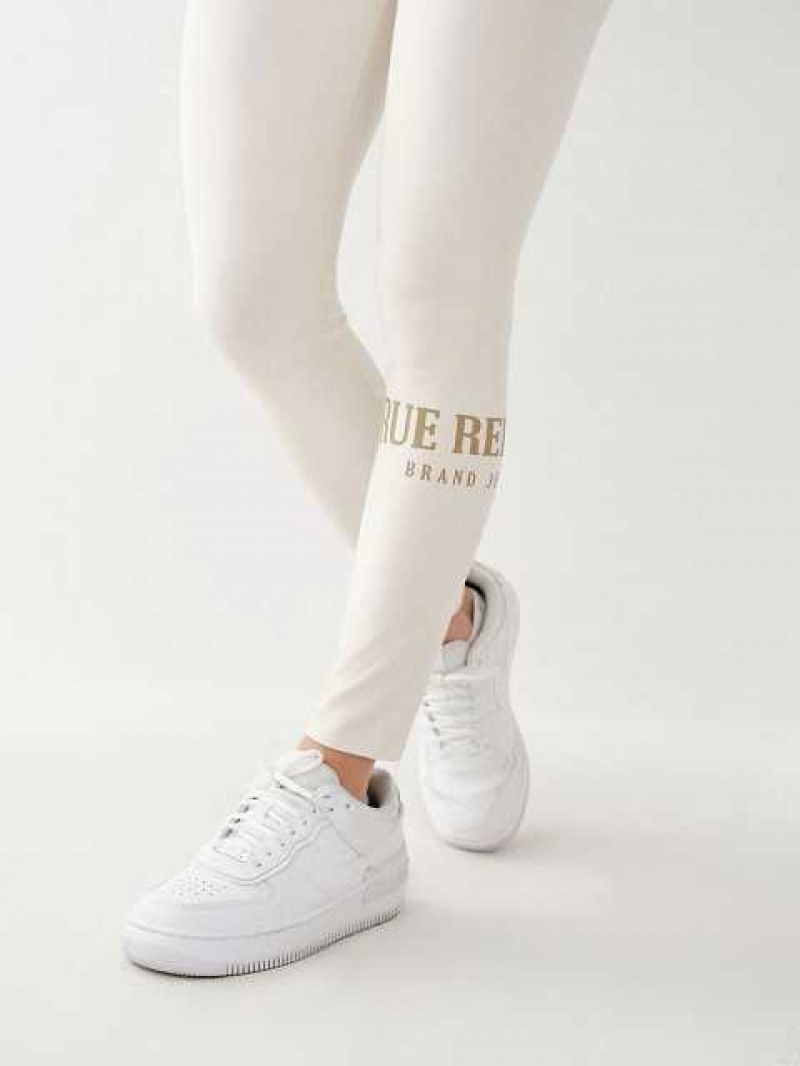 Leggins True Religion Logo Mujer Blancas | Colombia-BSTKHPX39