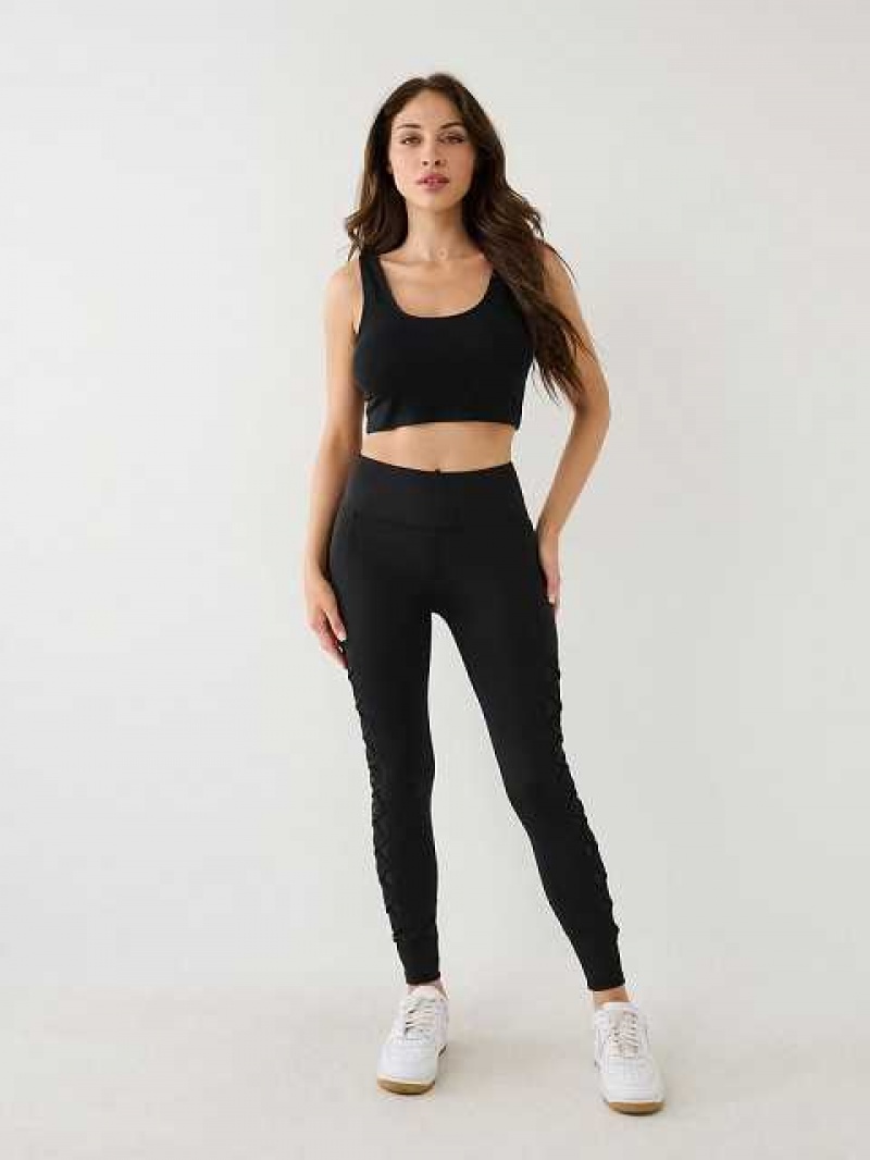 Leggins True Religion Mesh Encaje Up High Rise Mujer Negras | Colombia-UIEHXDB93