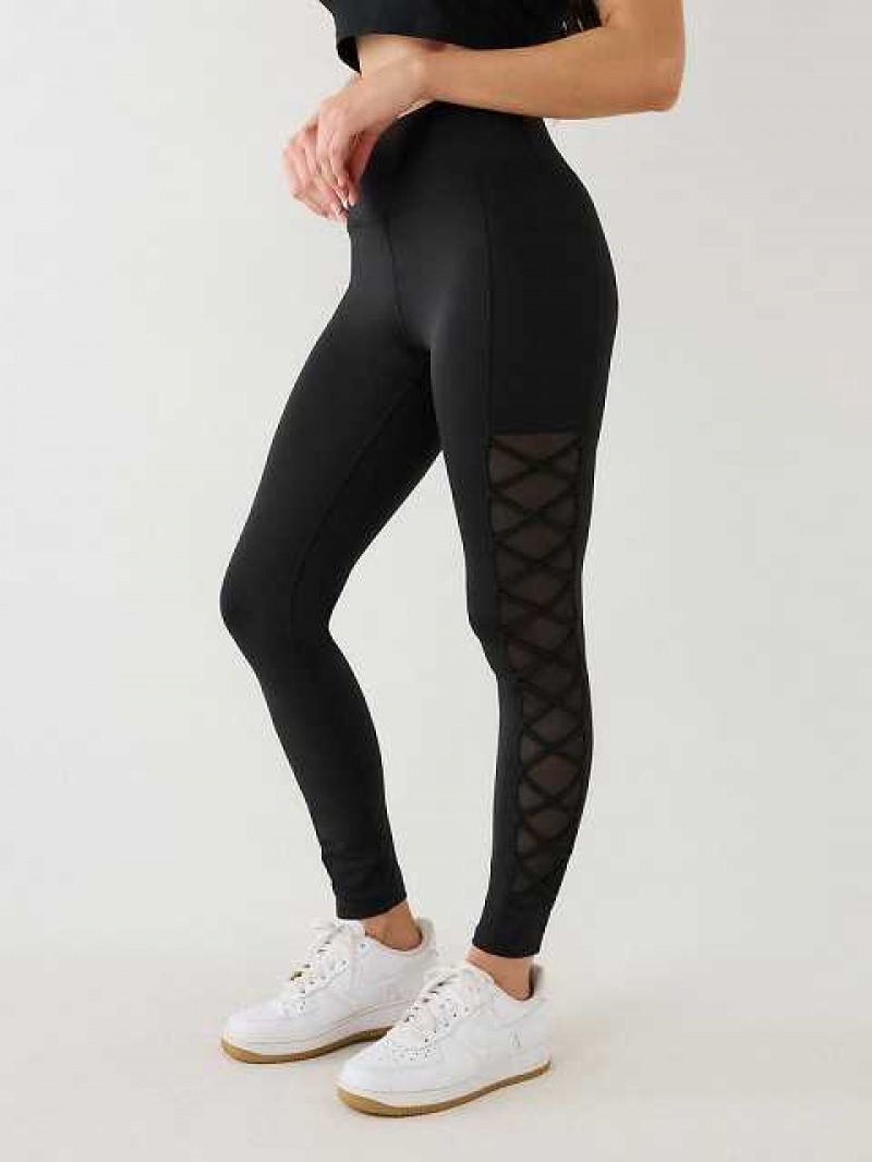 Leggins True Religion Mesh Encaje Up High Rise Mujer Negras | Colombia-UIEHXDB93