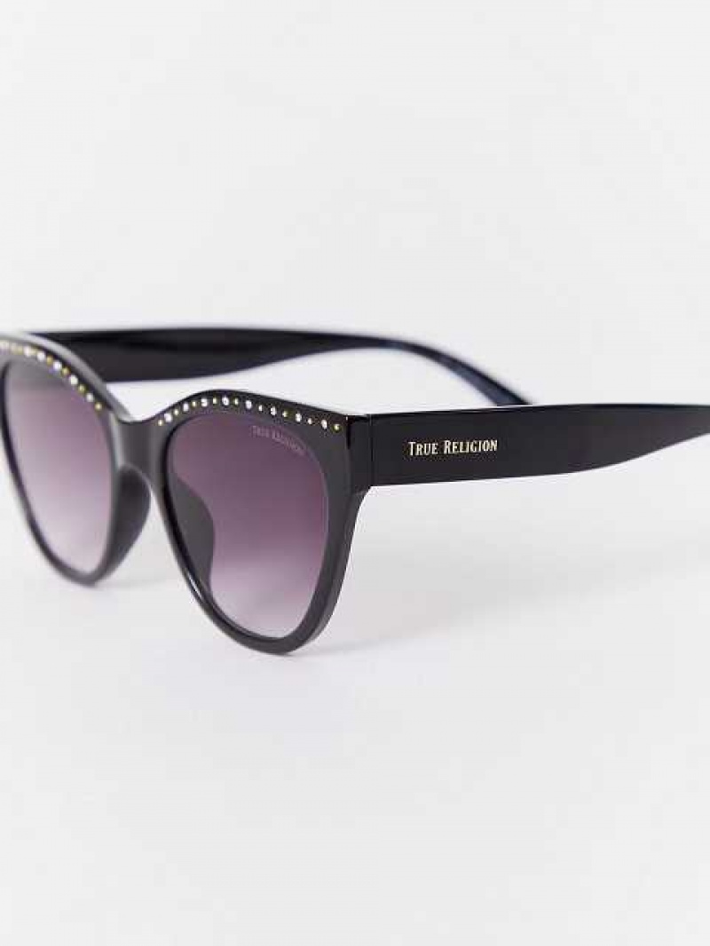 Lentes de Sol True Religion Crystal Cat Eye Unisex Negras | Colombia-WRDYUNT54