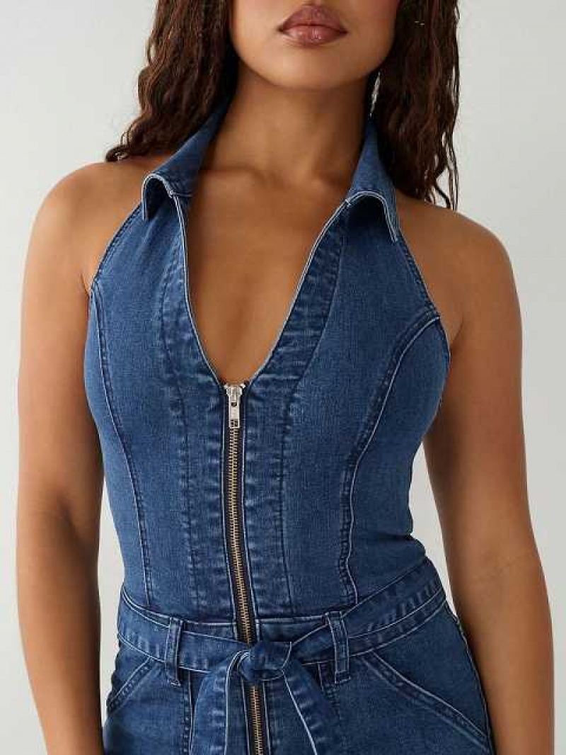 Mono True Religion Zip Denim Mujer Azules Azules | Colombia-AILSDRP42