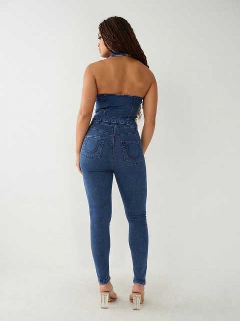 Mono True Religion Zip Denim Mujer Azules Azules | Colombia-AILSDRP42