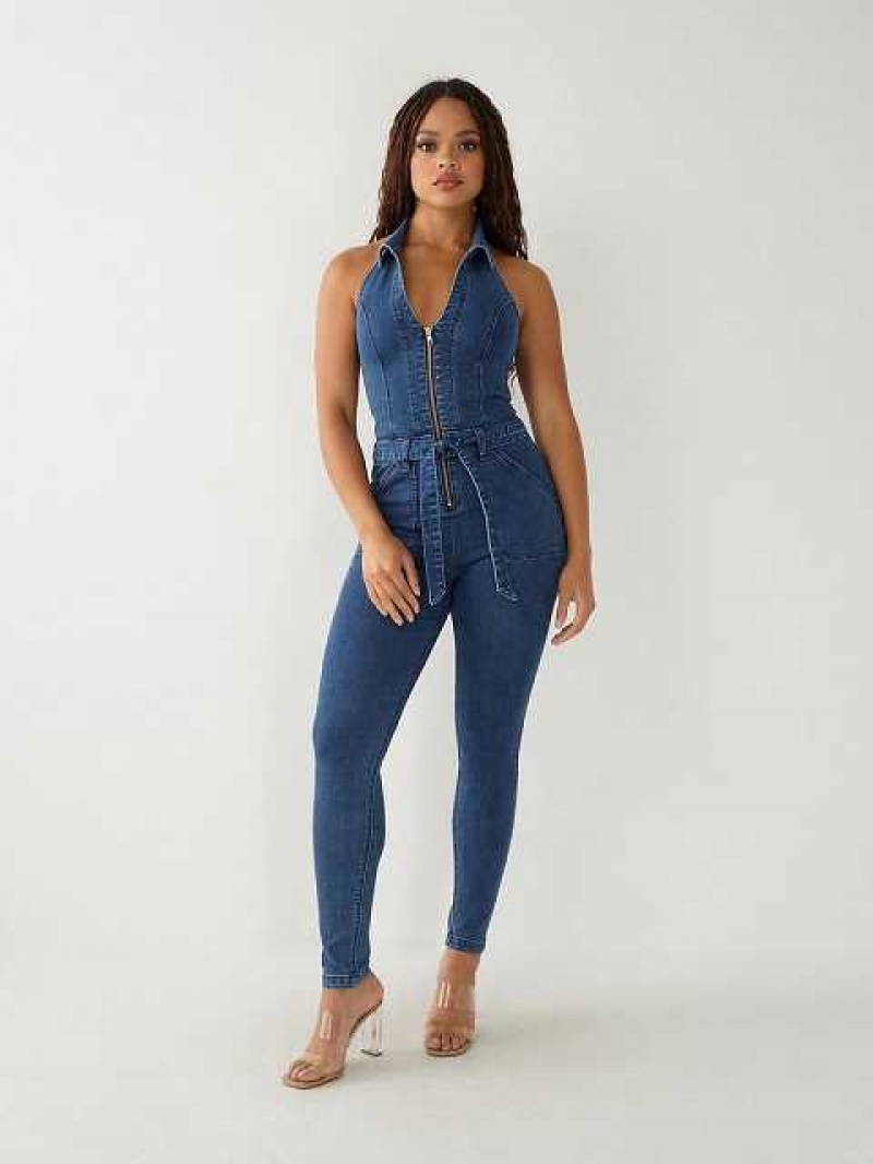 Mono True Religion Zip Denim Mujer Azules Azules | Colombia-AILSDRP42