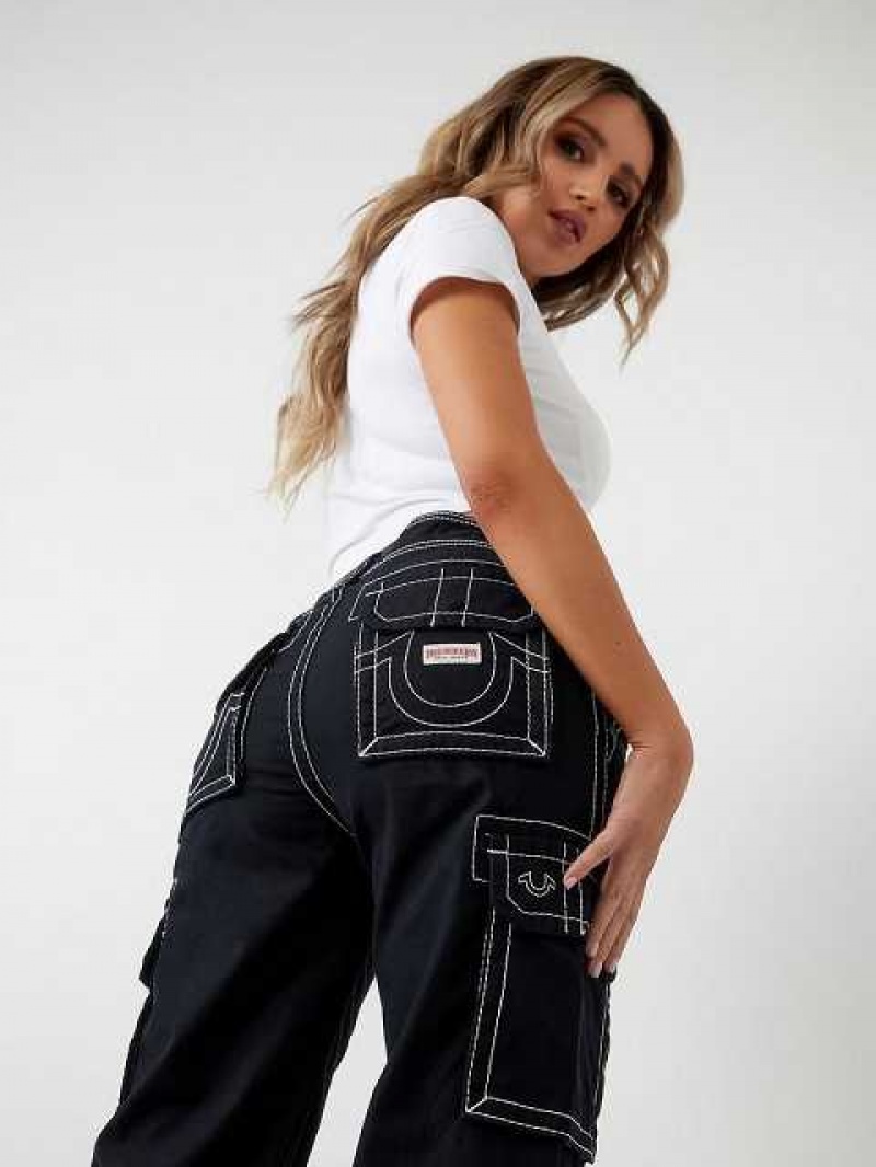 Pantalon Cargo True Religion Big T Mujer Negras | Colombia-ZJTKOUS79