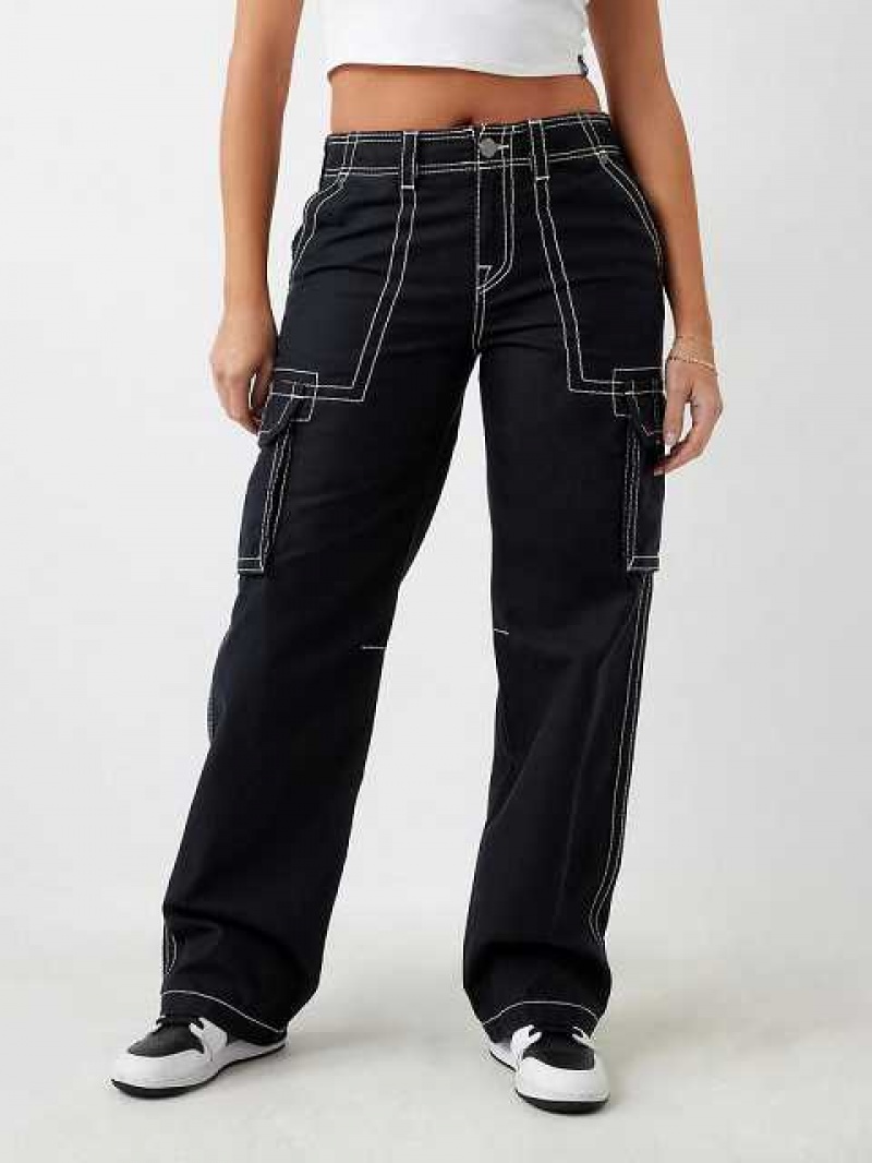 Pantalon Cargo True Religion Big T Mujer Negras | Colombia-ZJTKOUS79