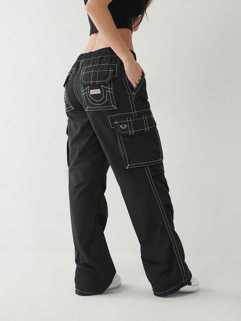 Pantalon Cargo True Religion Bobbi Mujer Negras | Colombia-HAENDFY59