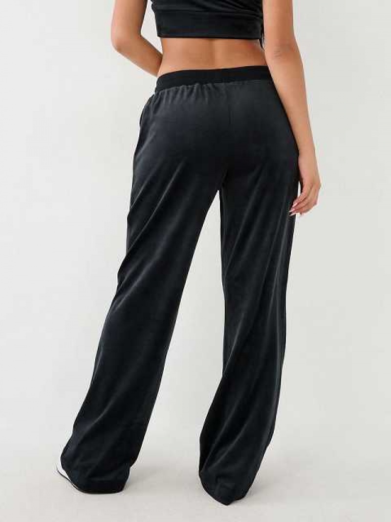 Pantalon Deportivo True Religion Crystal Velour Logo Mujer Negras | Colombia-RCANWJG84