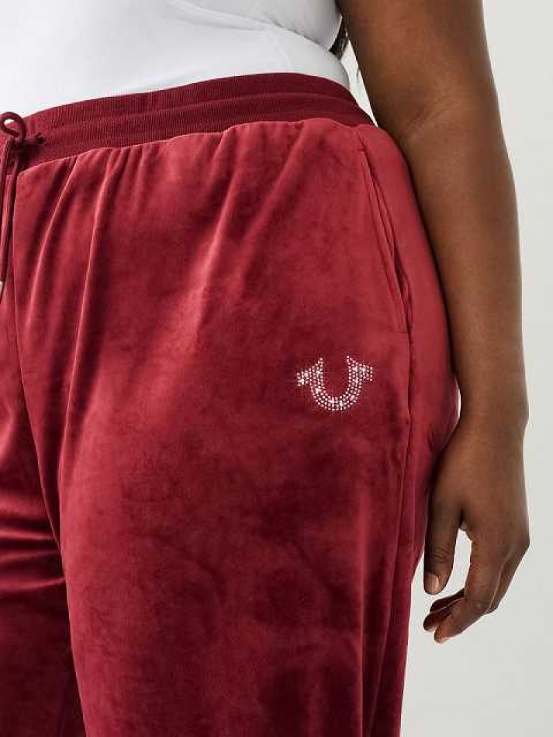 Pantalon Deportivo True Religion Crystal Velour Logo Mujer Fucsia | Colombia-BTMVWCS84