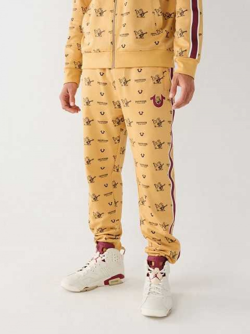 Pantalon Deportivo True Religion Monogram Hombre Amarillo | Colombia-YDHUIKP74