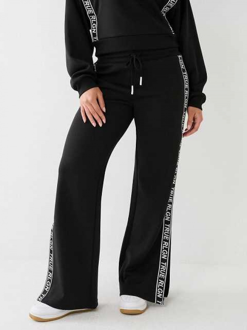 Pantalon Deportivo True Religion Tr Logo Trim Split Mujer Negras | Colombia-JZNMKCL48