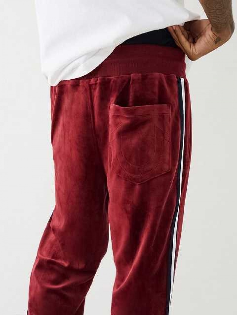 Pantalon Deportivo True Religion Velour Tr Logo Varsity Stripe Hombre Fucsia | Colombia-AQISMRV60