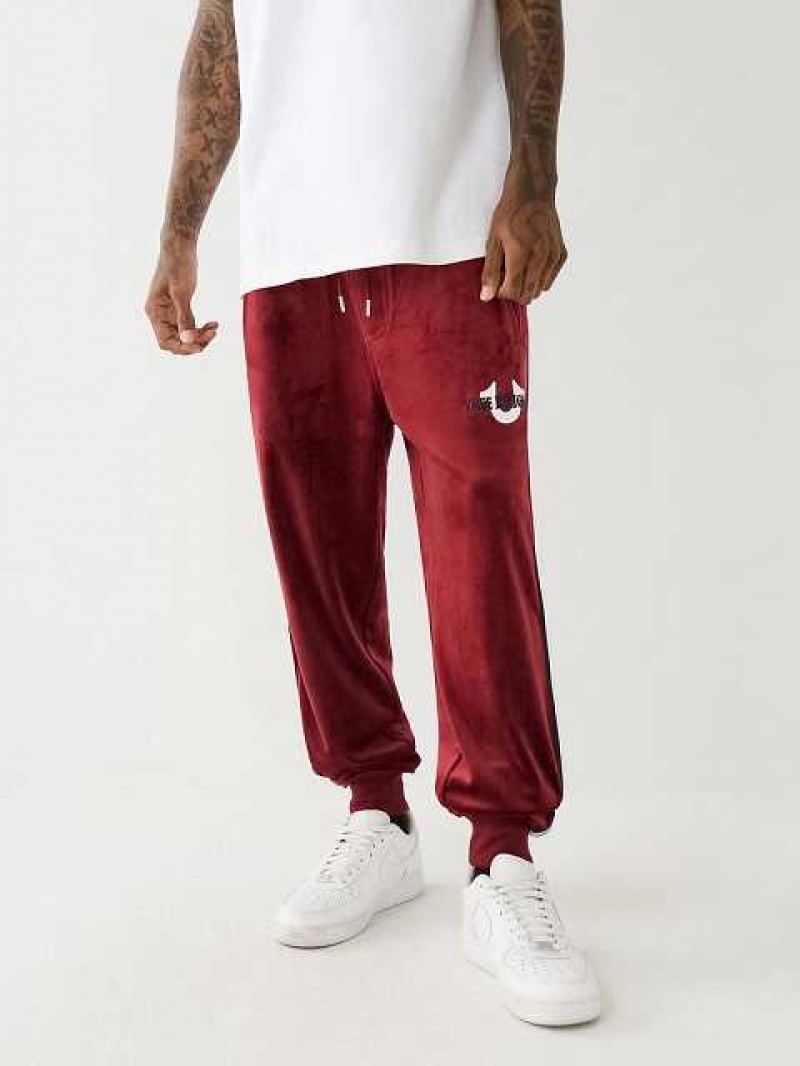 Pantalon Deportivo True Religion Velour Tr Logo Varsity Stripe Hombre Fucsia | Colombia-AQISMRV60