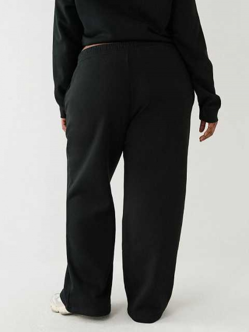 Pantalon Jogger True Religion Anchos Leg Logo Mujer Negras | Colombia-NQKLGWX84