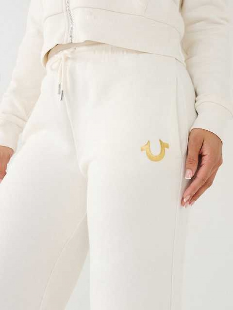 Pantalon Jogger True Religion Anchos Leg Logo Mujer Blancas | Colombia-WUFKSBP26