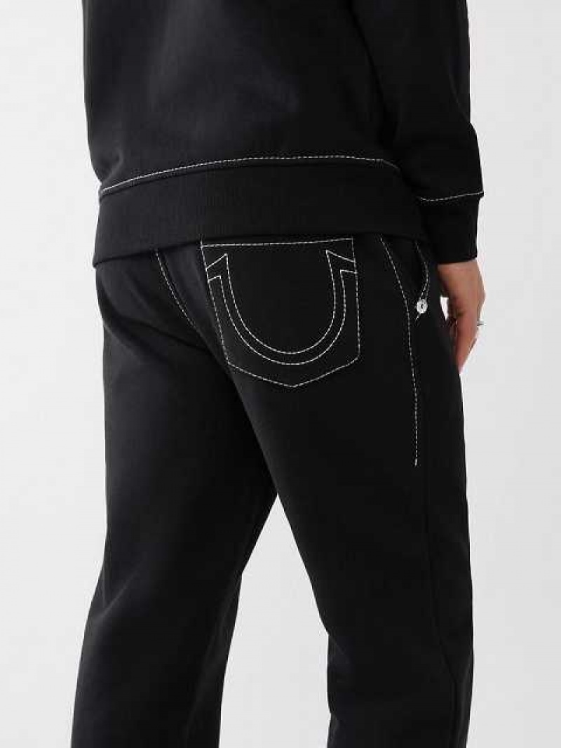 Pantalon Jogger True Religion Big T Logo Hombre Negras | Colombia-PRNYXZL49