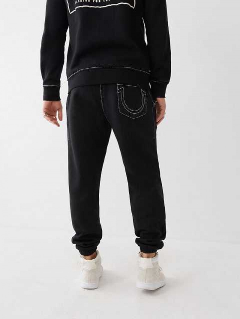 Pantalon Jogger True Religion Big T Logo Hombre Negras | Colombia-PRNYXZL49