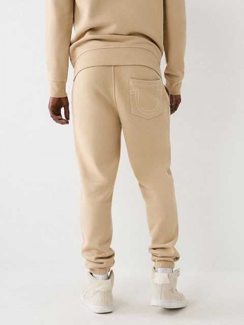 Pantalon Jogger True Religion Big T Logo Hombre Beige | Colombia-ONXSIKU41