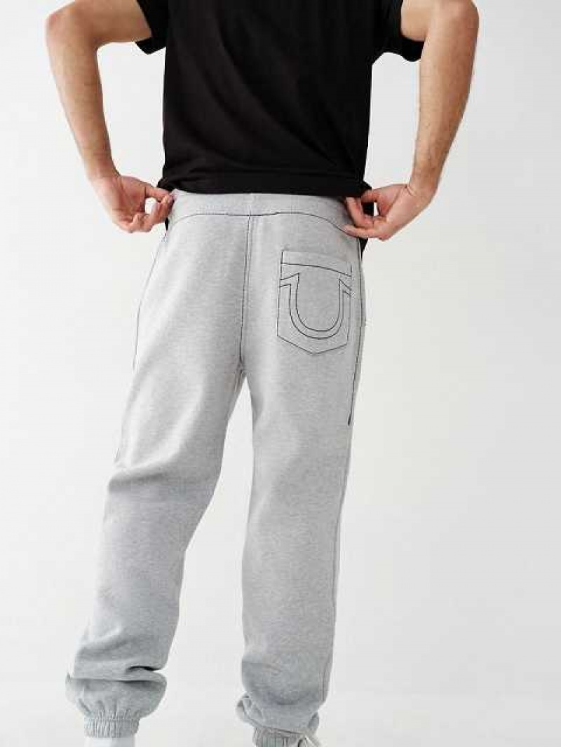 Pantalon Jogger True Religion Big T Logo Hombre Gris Negras | Colombia-WMRLNXY98