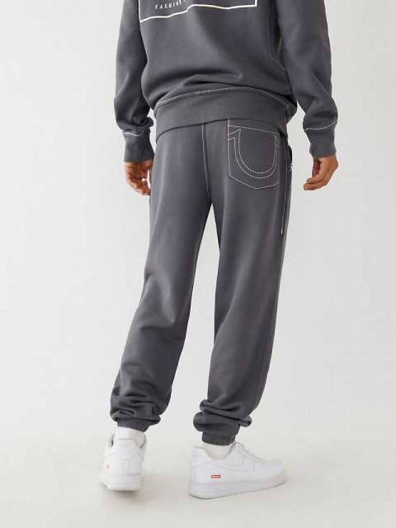 Pantalon Jogger True Religion Big T Logo Hombre Gris | Colombia-YLWACXR09