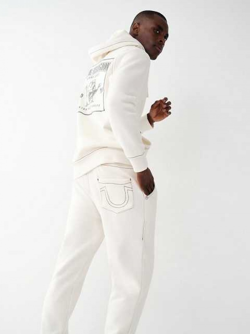 Pantalon Jogger True Religion Big T Logo Hombre Blancas | Colombia-ABSGPFC13