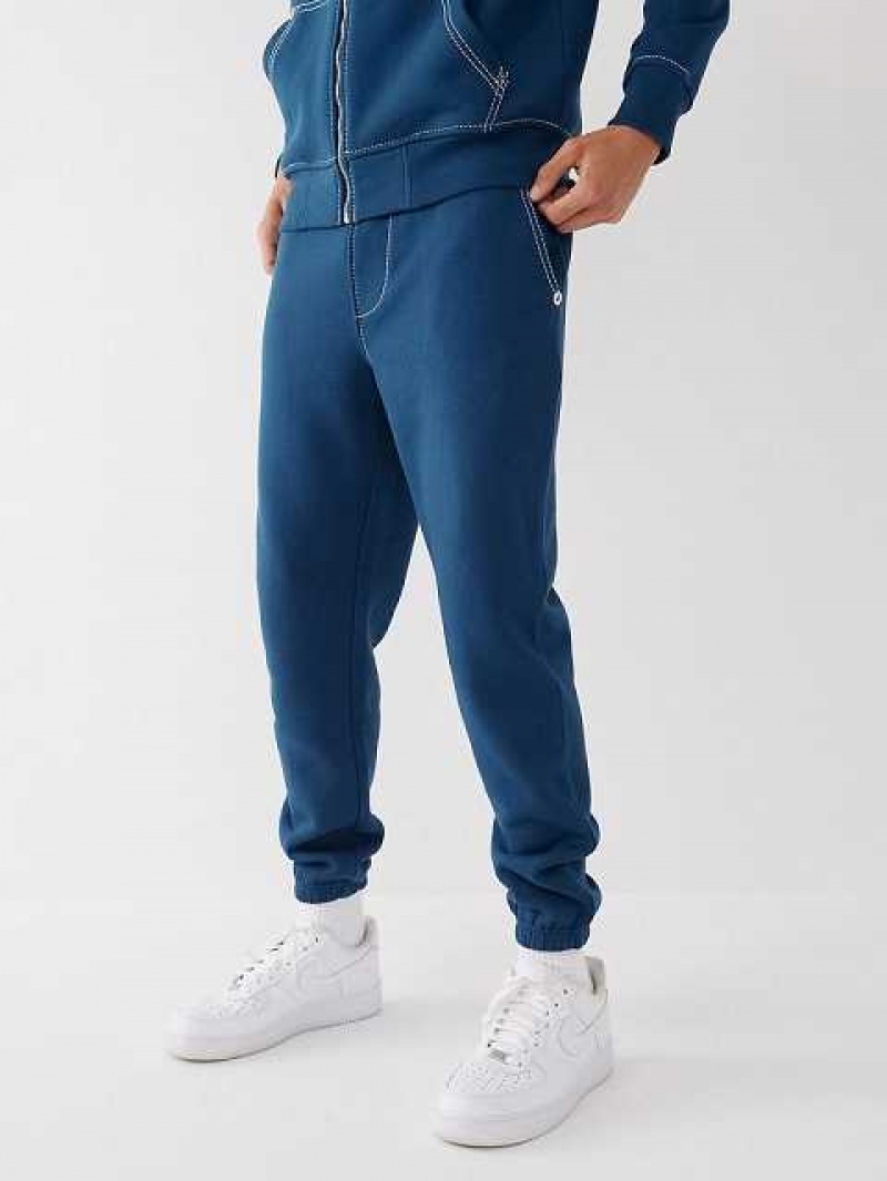 Pantalon Jogger True Religion Big T Logo Hombre Azul Marino | Colombia-KNDJAQZ35