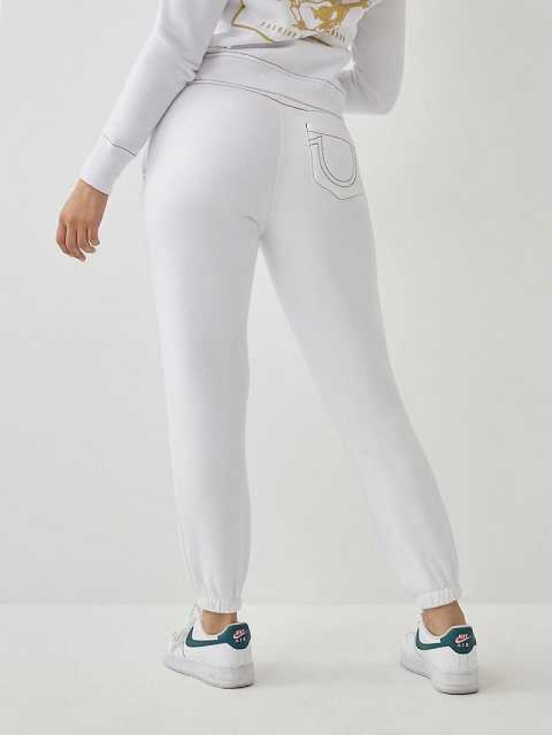 Pantalon Jogger True Religion Big T Logo Mujer Blancas | Colombia-FBMDQTY15