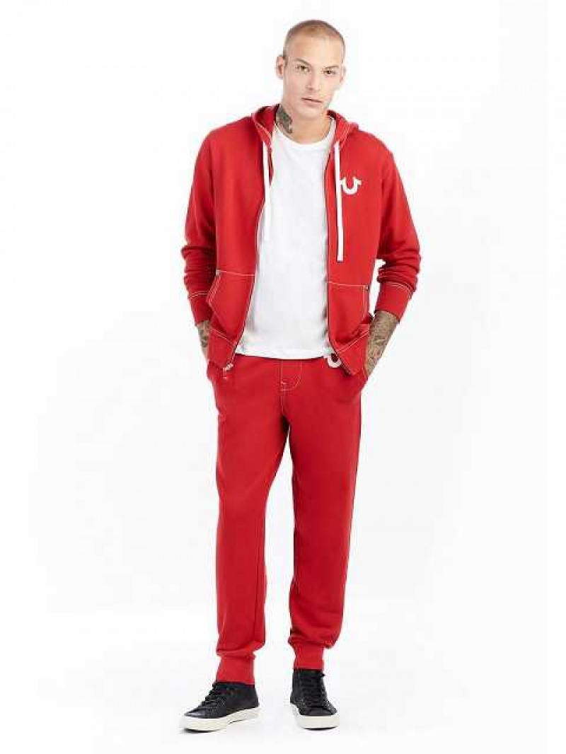 Pantalon Jogger True Religion Classic Logo Hombre Rojas | Colombia-YJPLNSK19