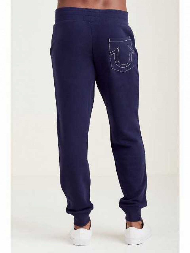 Pantalon Jogger True Religion Classic Logo Hombre Azul Marino | Colombia-IOZFWYX59