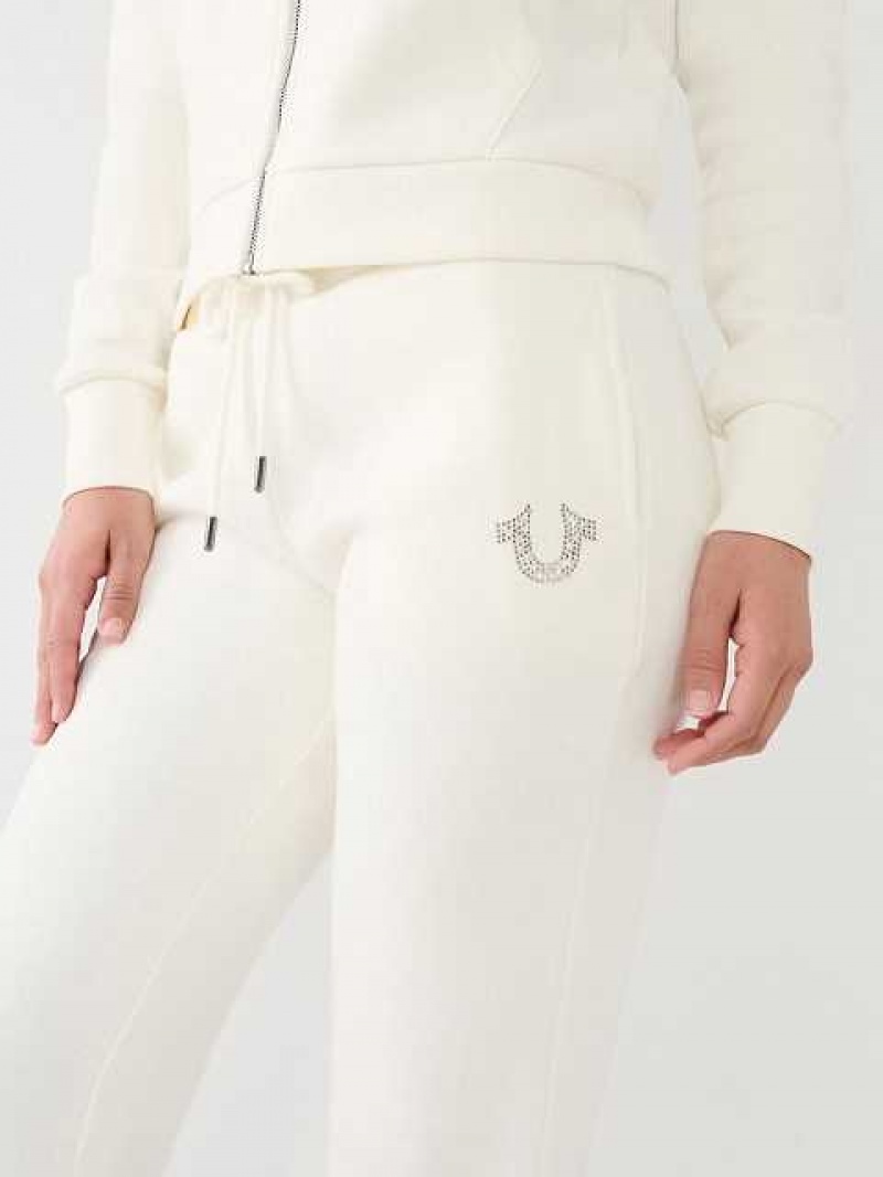 Pantalon Jogger True Religion Crystal Horseshoe Mid Rise Mujer Blancas | Colombia-JMOWVND49