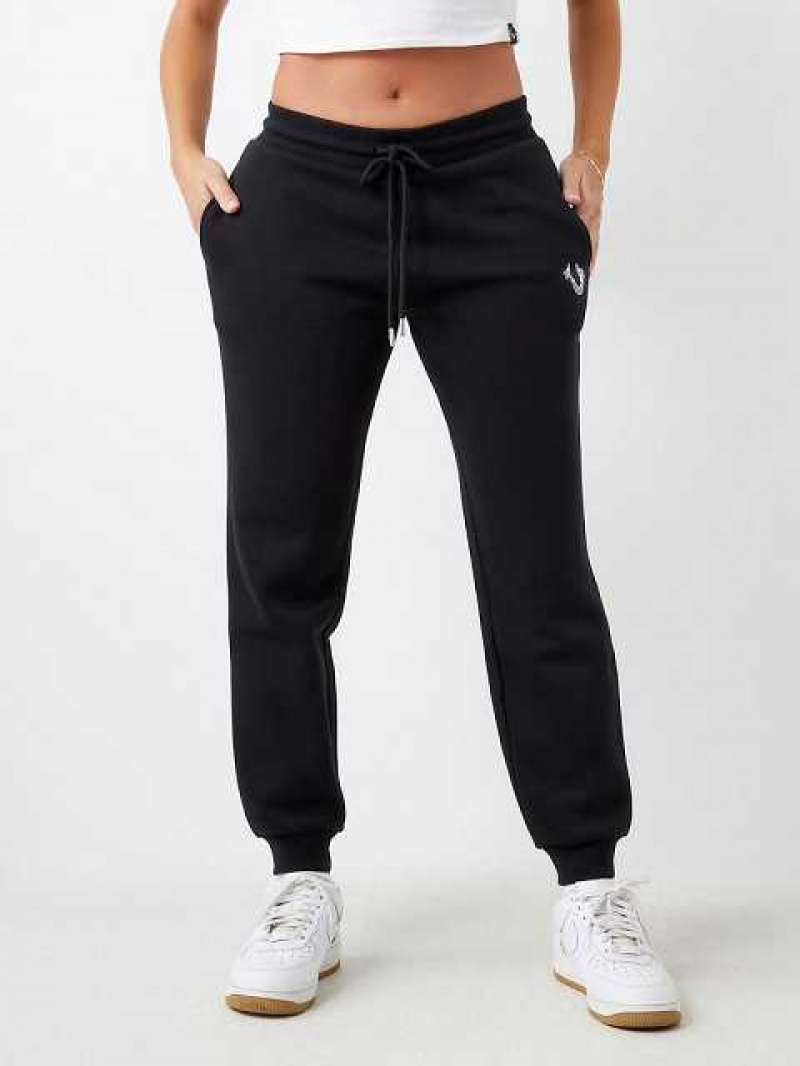 Pantalon Jogger True Religion Crystal Horseshoe Mid Rise Mujer Negras | Colombia-QWMUTYV81