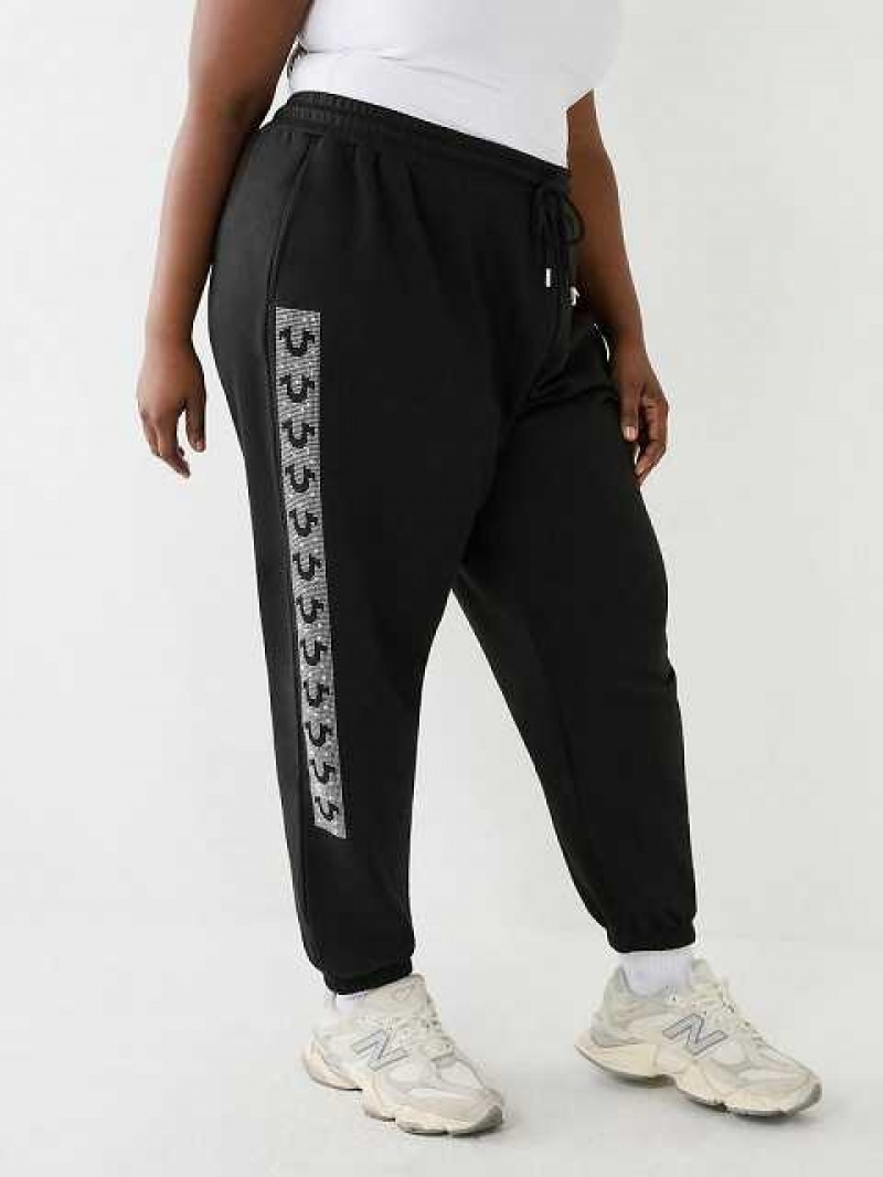 Pantalon Jogger True Religion Crystal Horseshoe Box High Rise Boyfriends Mujer Negras | Colombia-NAXSCIZ40