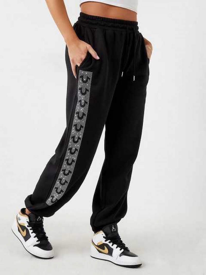 Pantalon Jogger True Religion Crystal Horseshoe Box High Rise Boyfriends Mujer Negras | Colombia-NAXSCIZ40