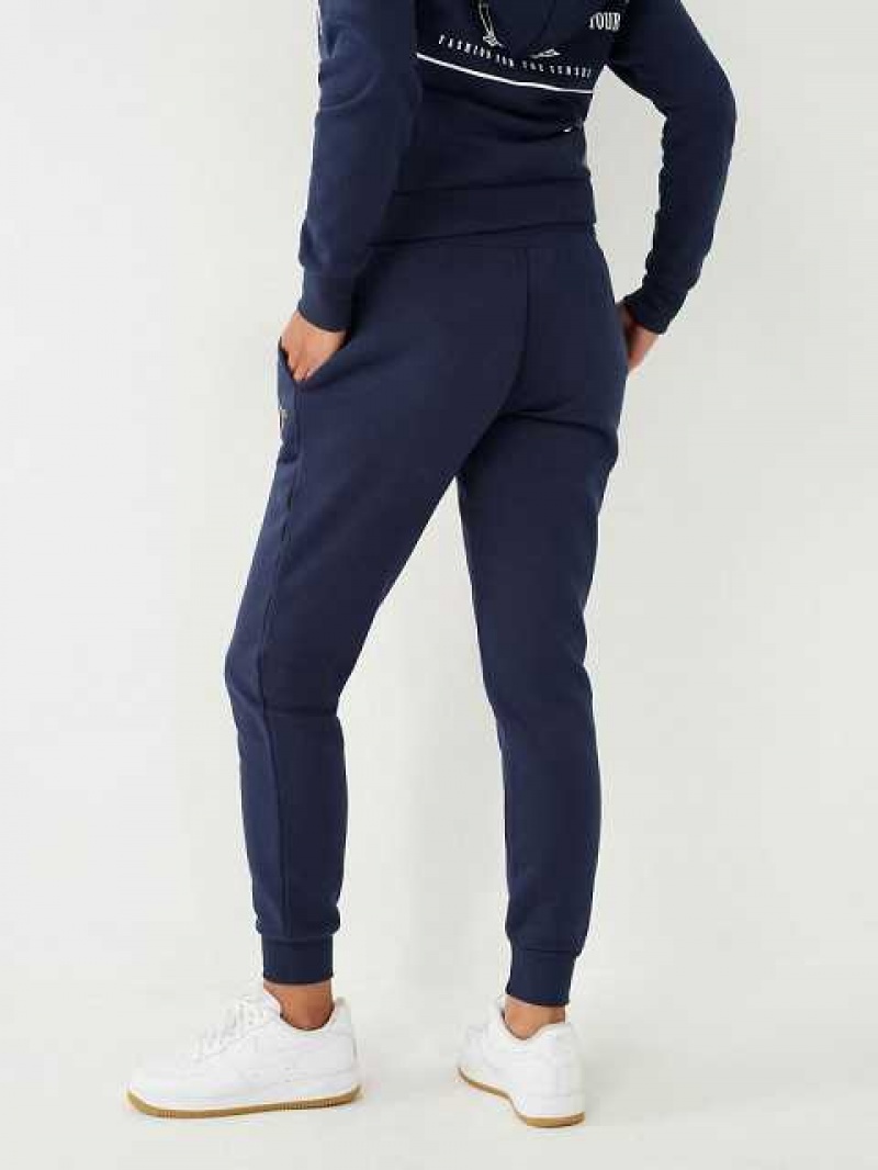 Pantalon Jogger True Religion Crystal Logo Mujer Azul Marino Azules | Colombia-BNQJAOW13