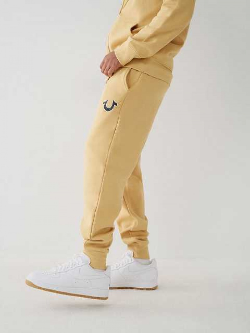 Pantalon Jogger True Religion Logo Hombre Amarillo Coral | Colombia-KUDHBTA65