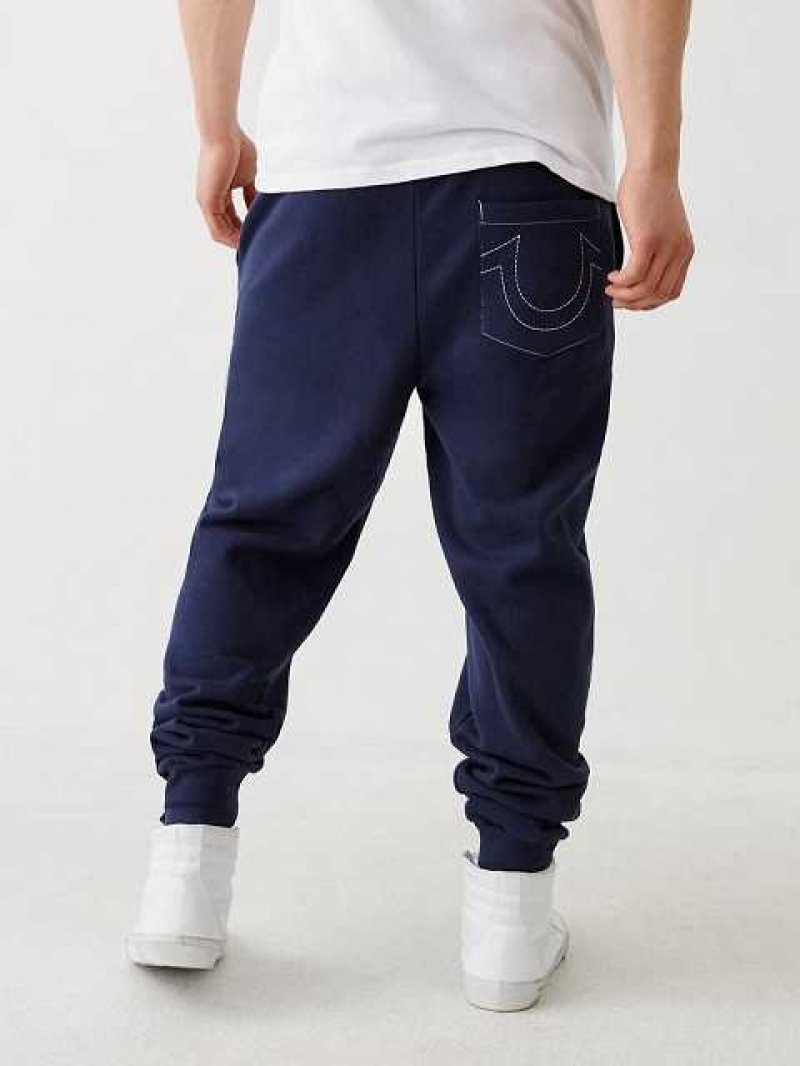 Pantalon Jogger True Religion Logo Hombre Azul Marino | Colombia-DAOWRVZ13