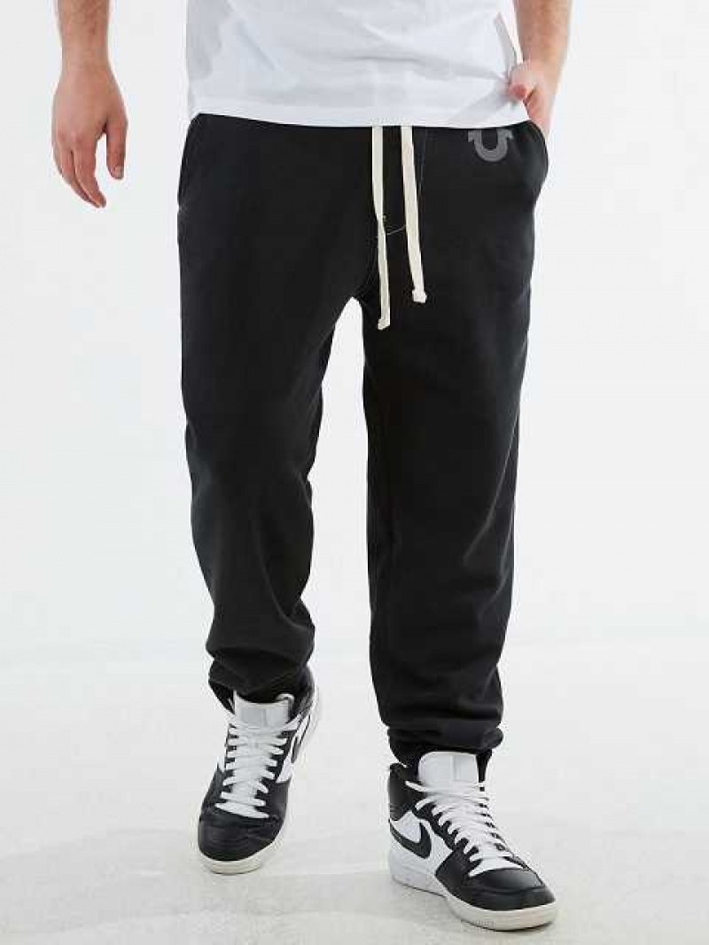 Pantalon Jogger True Religion Logo Hombre Negras | Colombia-PLWTAGF80