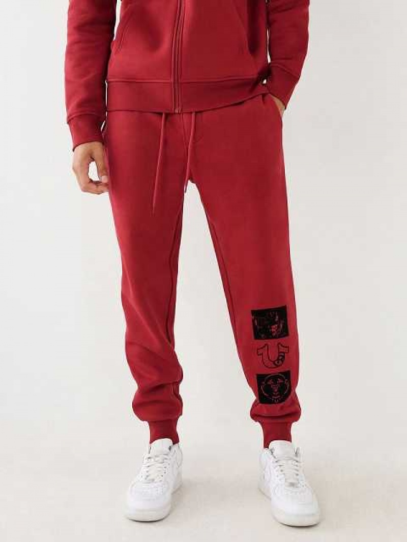 Pantalon Jogger True Religion Logo Hombre Rojas | Colombia-HFPODYR51